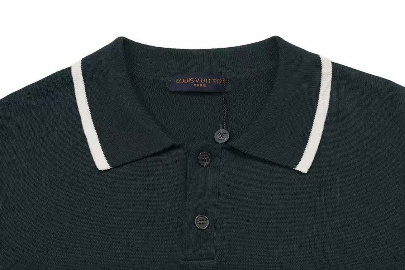 Louis Vuitton Green Polo T Shirt With White Embroidered (2) - www.newkick.vip